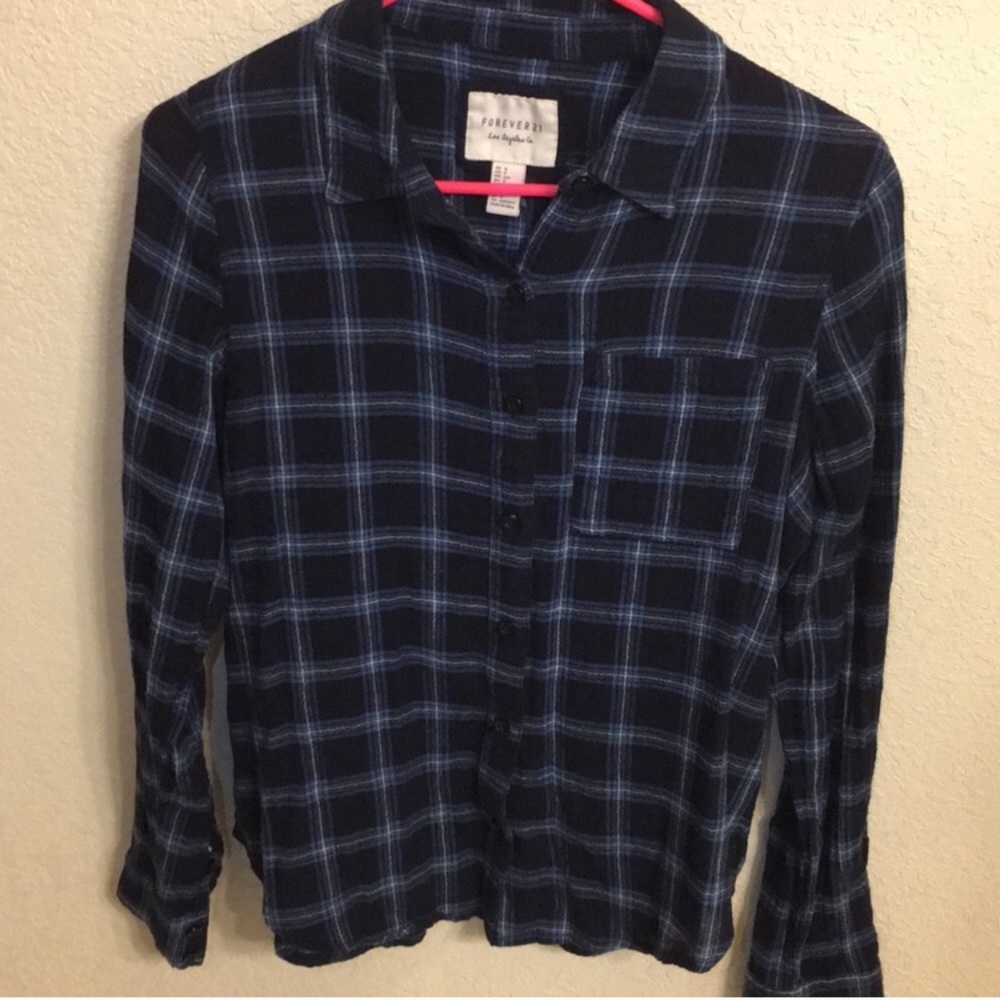 Forever 21 blue plaid shirt - S